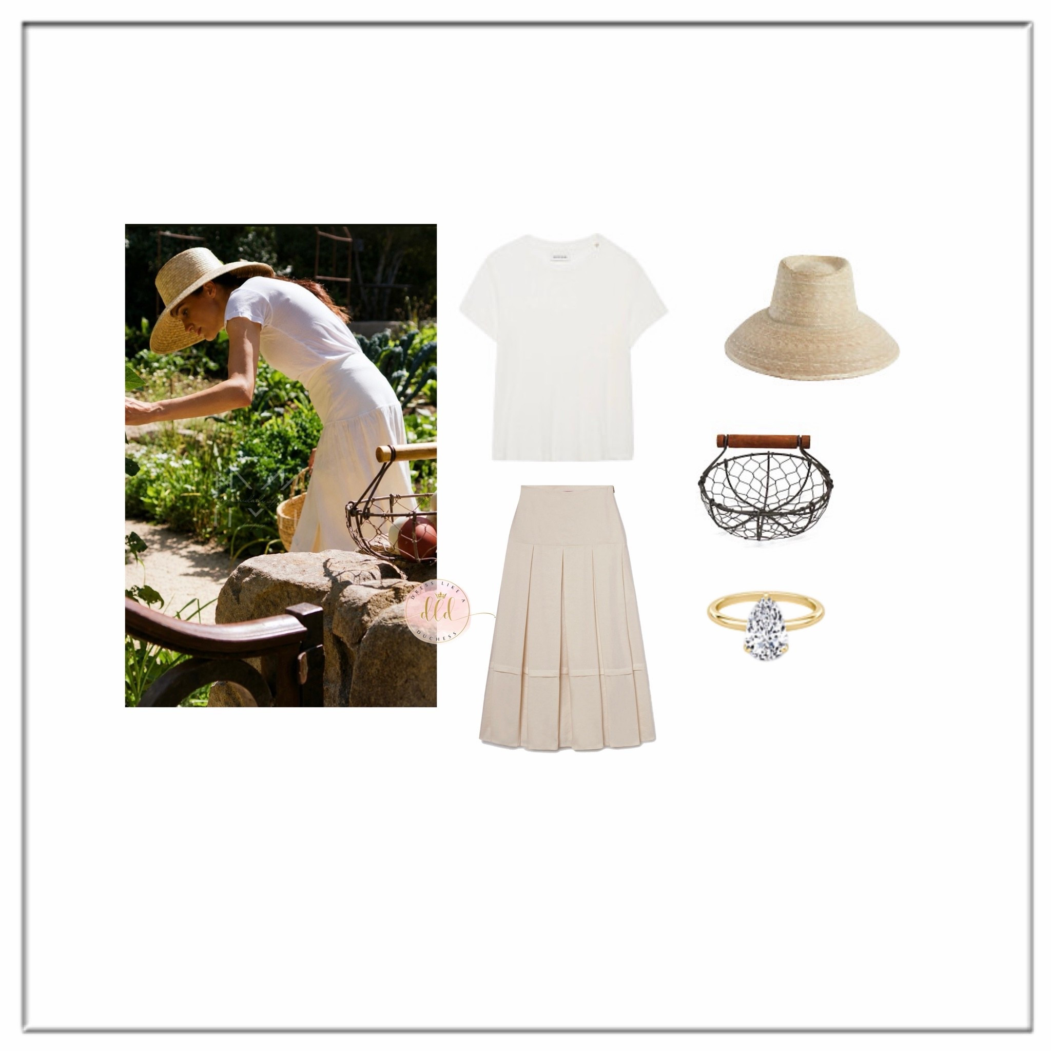8/29/26 Meghan Markle in a new post celebrating her summer garden for As Ever wearing Heidi Merrick