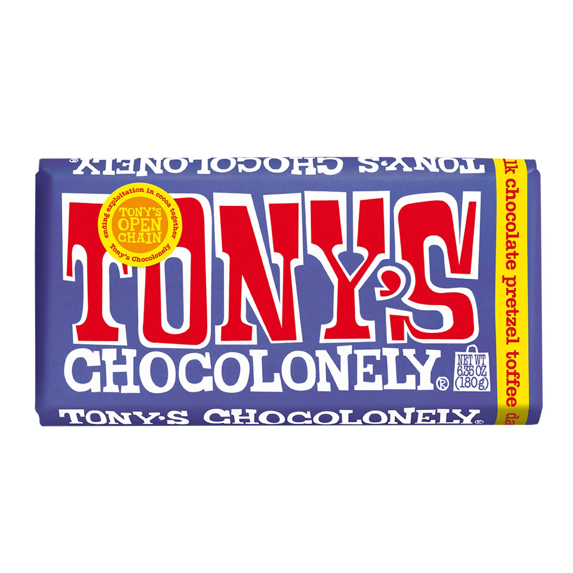 Tony's Chocolonely 42% Dark Milk Chocolate Bar with Pretzel and Toffee Belgium Chocolate, No Arti... | Amazon (US)