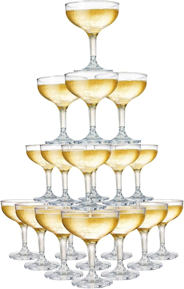 Peohud Set of 20 Coupe Cocktail Glasses, 5 Oz Small Acrylic Martini Glasses, Reusable Champagne C... | Amazon (US)