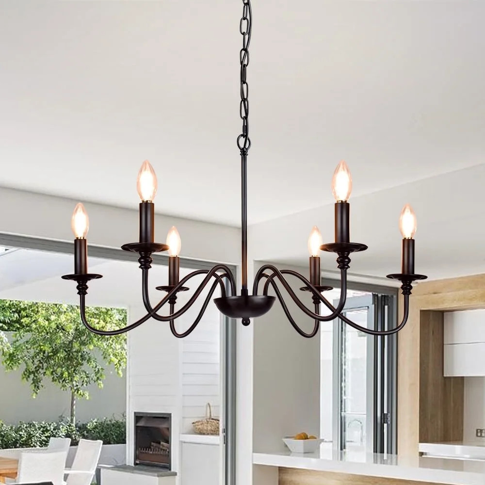 DingLiLighting 6 Light Farmhouse Chandelier Candle Stick Chandeliers Modern Black Pendant Light f... | Walmart (US)