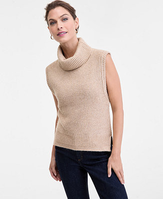 Women's Sleeveless Rib-Knit Turtleneck Sweater, Macy's Exclusive | Macy's