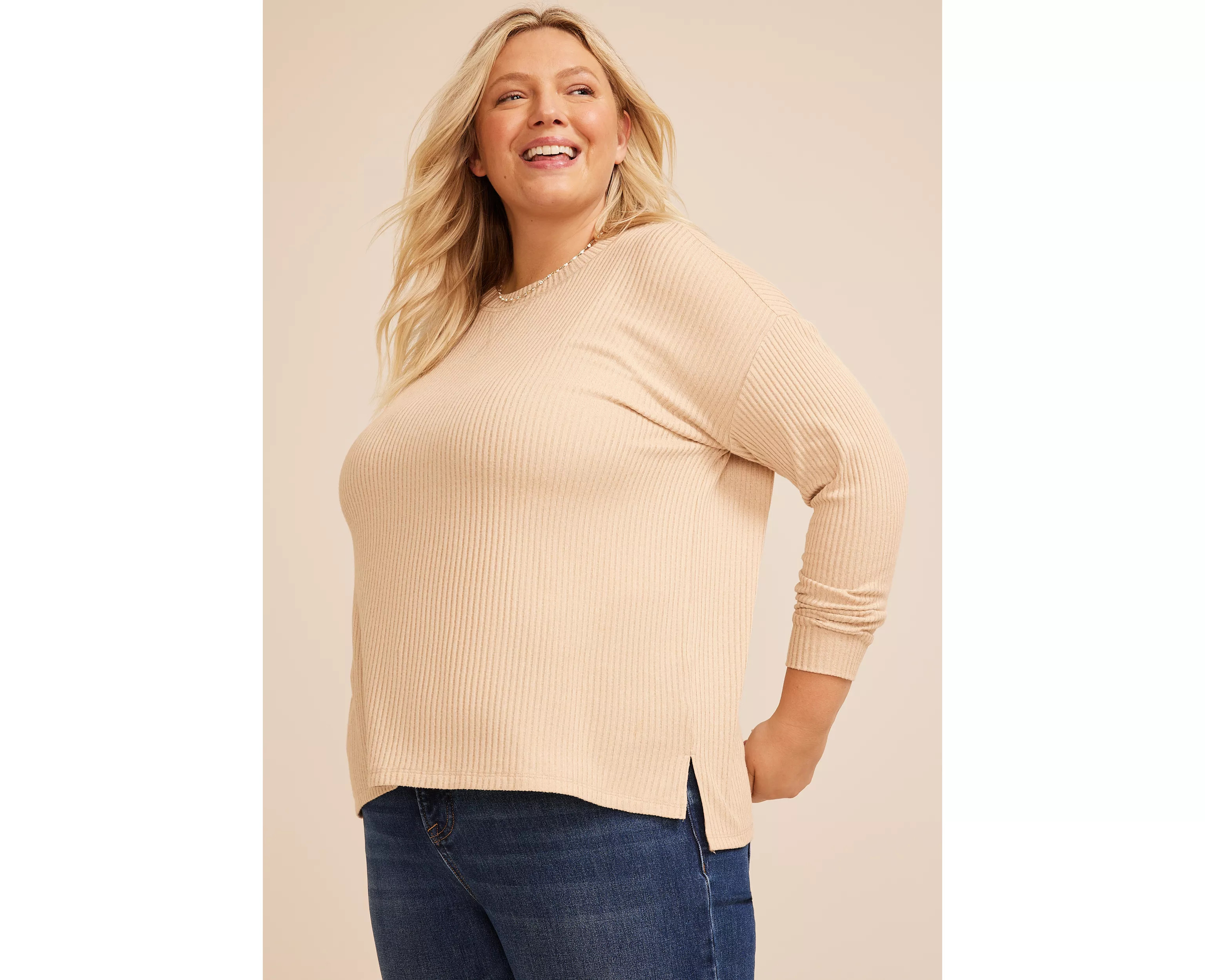Plus Size 24/7 Cozy Rib Long Sleeve Top | maurices | Maurices
