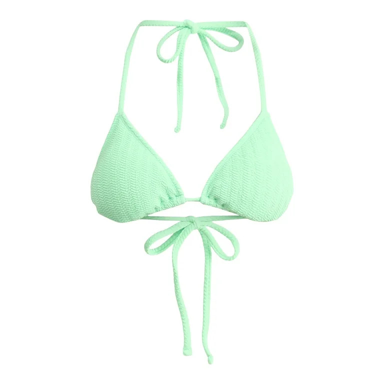 No Boundaries Herringbone Crinkle Triangle Bikini Top, Women's | Walmart (US)