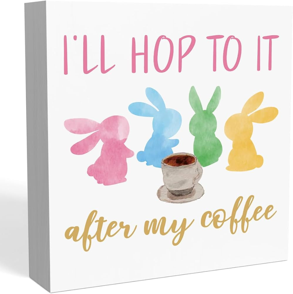 Rustic Easter Office Desk Decor - Cute Easter Coffee Bar Wood Sign - Farmhouse Easter Tiered Tray... | Amazon (US)