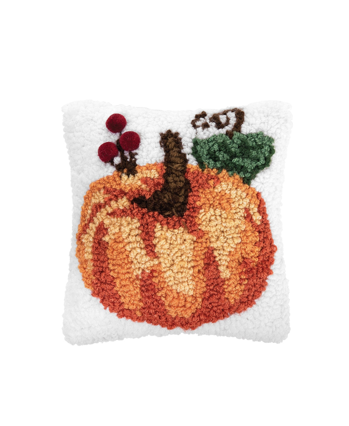 8" x 8" Pumpkin Hooked Petite Size Fall Pillow - Orange | Macy's