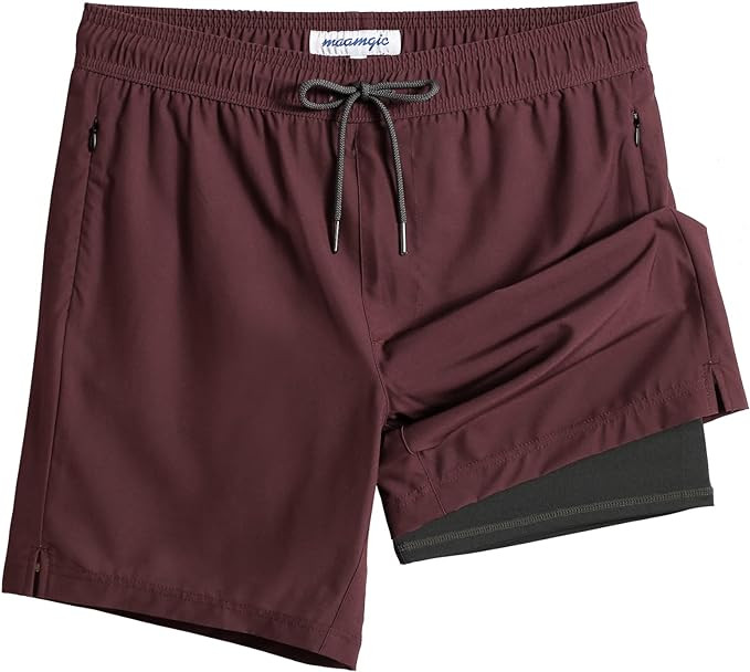 maamgic 2 in 1 Mens Swim Trunks 7 Inch Swim Shorts Swim Suits Board Shorts | Amazon (US)