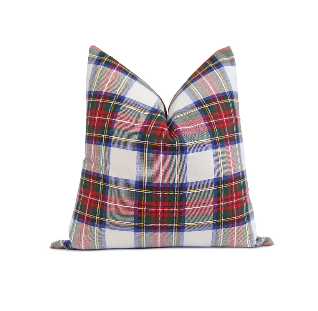 Tartan Check Plaid Pillow Cover Cabin Cushion Green Red - Etsy | Etsy (US)