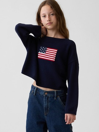 Kids Crochet Oversized Americana Sweater | Gap (US)