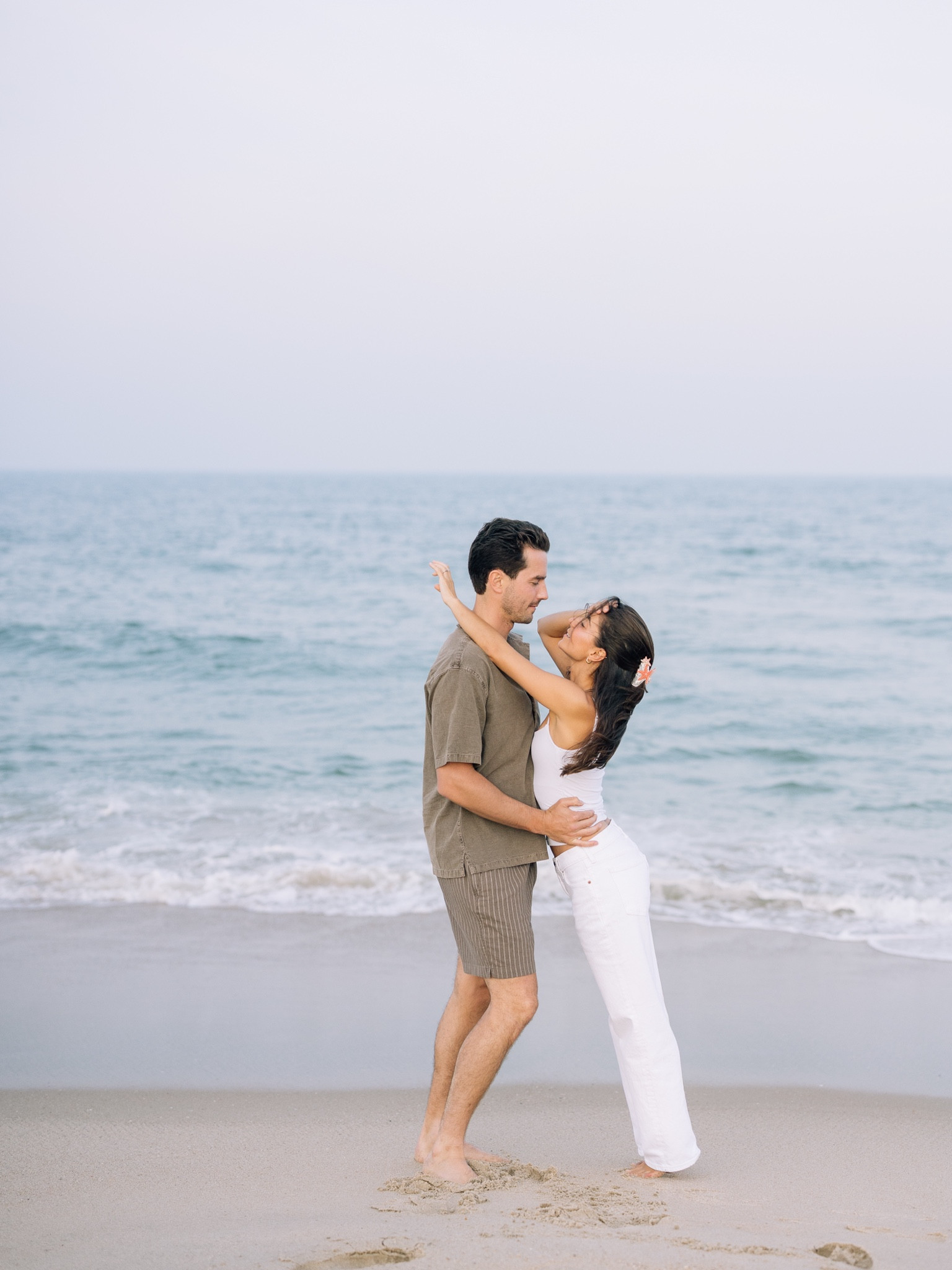 [8/5/25] code AFVIVIANE for extra 15% off!! engagement photos 💕 my full outfit is abercrombie, linking top + bottom! Wearing size xs in top + 25 short in bottoms for a looser fit. White jeans are currently out of stock, but linking other options available. 

Jake’s full outfit is also abercrombie, he’s wearing large in both top + bottoms! 

#LTKSeasonal #LTKWedding #LTKMens