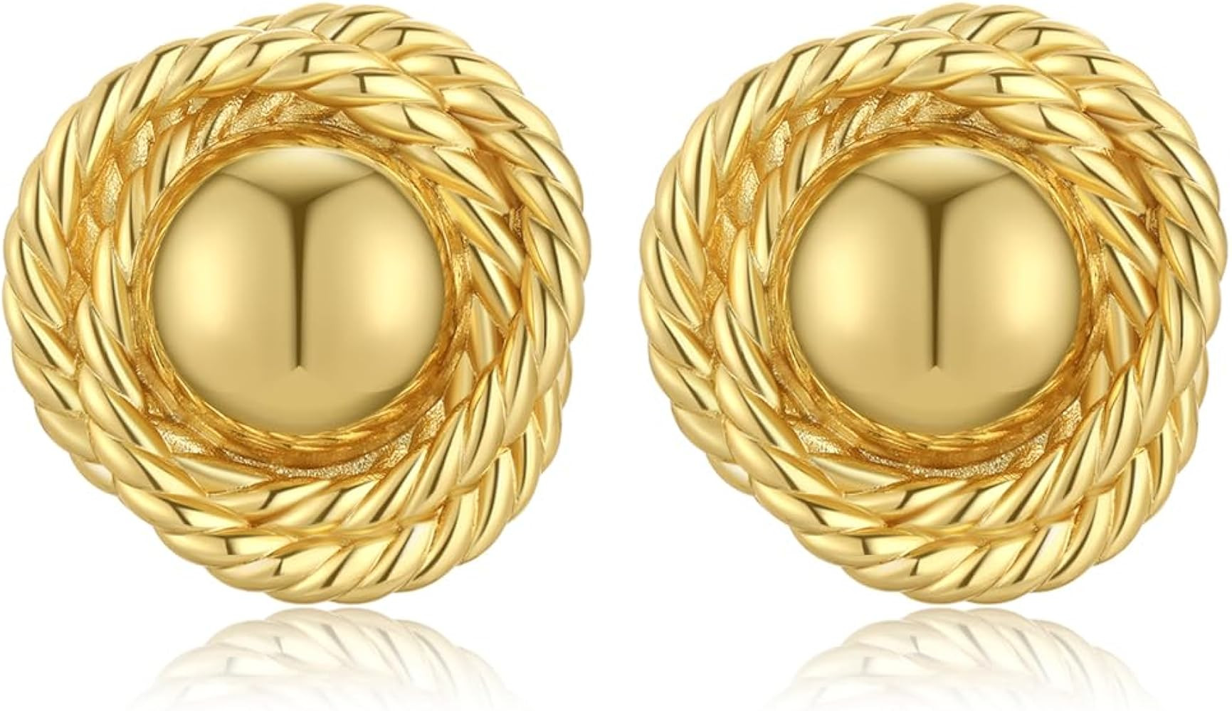 18K Gold Large Chunky Earrings for Women, Statement Vintage Earrings, Trendy, Lightweight and Hyp... | Amazon (US)