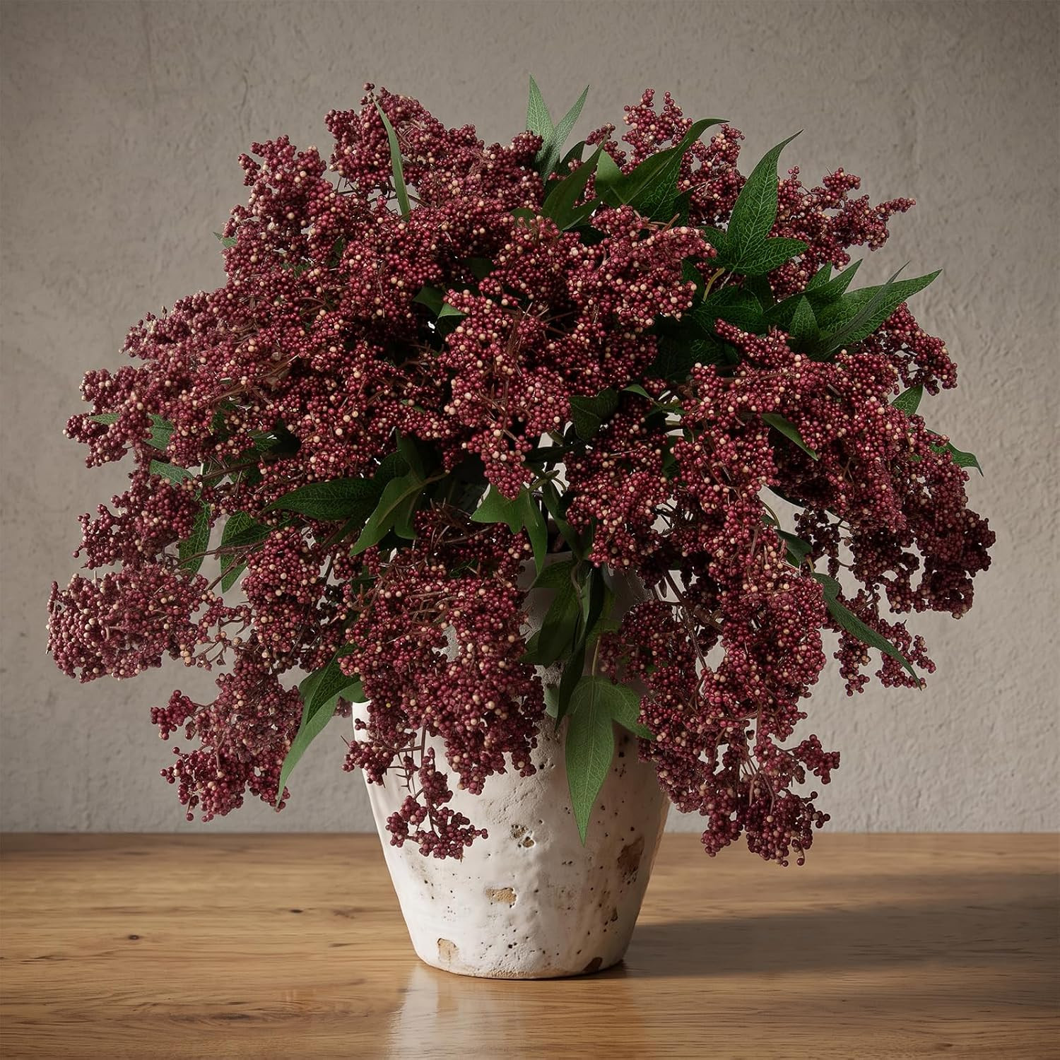 Daynight 6 Pcs 17 in Artificial Nandina Berry Stem, Faux Berry Spray Dusty Plum Fall Floral Picks Fake Realistic Berry Spray for Wedding Autumn Farmhouse Home Decor(6, Purple, 17Inch) | Amazon (US)