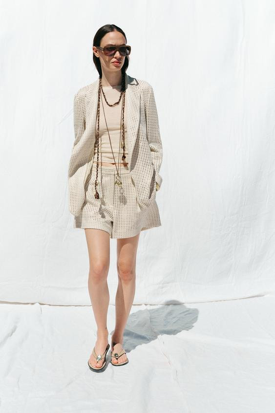 FAUX SUEDE CUTOUT BLAZER | Zara US