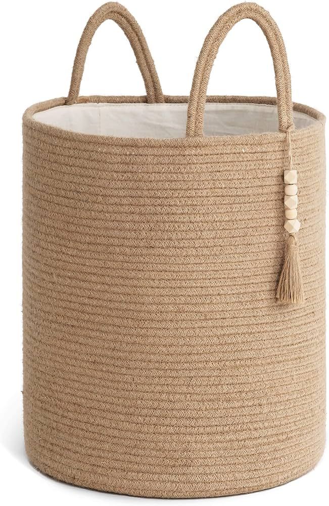 CherryNow Tall Woven Laundry Basket, Decorative Blanket Basket for Living Room, Round Wicker Bask... | Amazon (US)