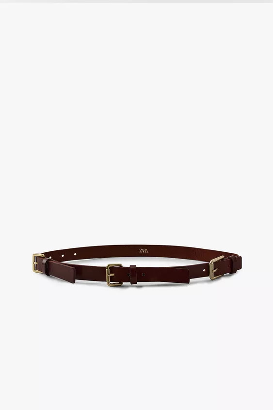 LEATHER MULTI-POSITION BUCKLE BELT | Zara Canada