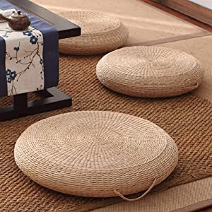 YAYONG Japanese Straw Cushion Tatami Floor Cushion Japanese Style Handcratfed Wicker Mat Futon Fl... | Amazon (US)