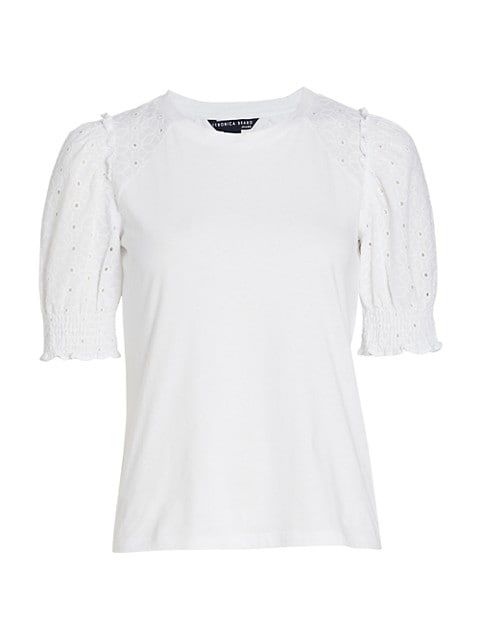 Marcia Eyelet-Embroidered Puff-Sleeve T-Shirt | Saks Fifth Avenue