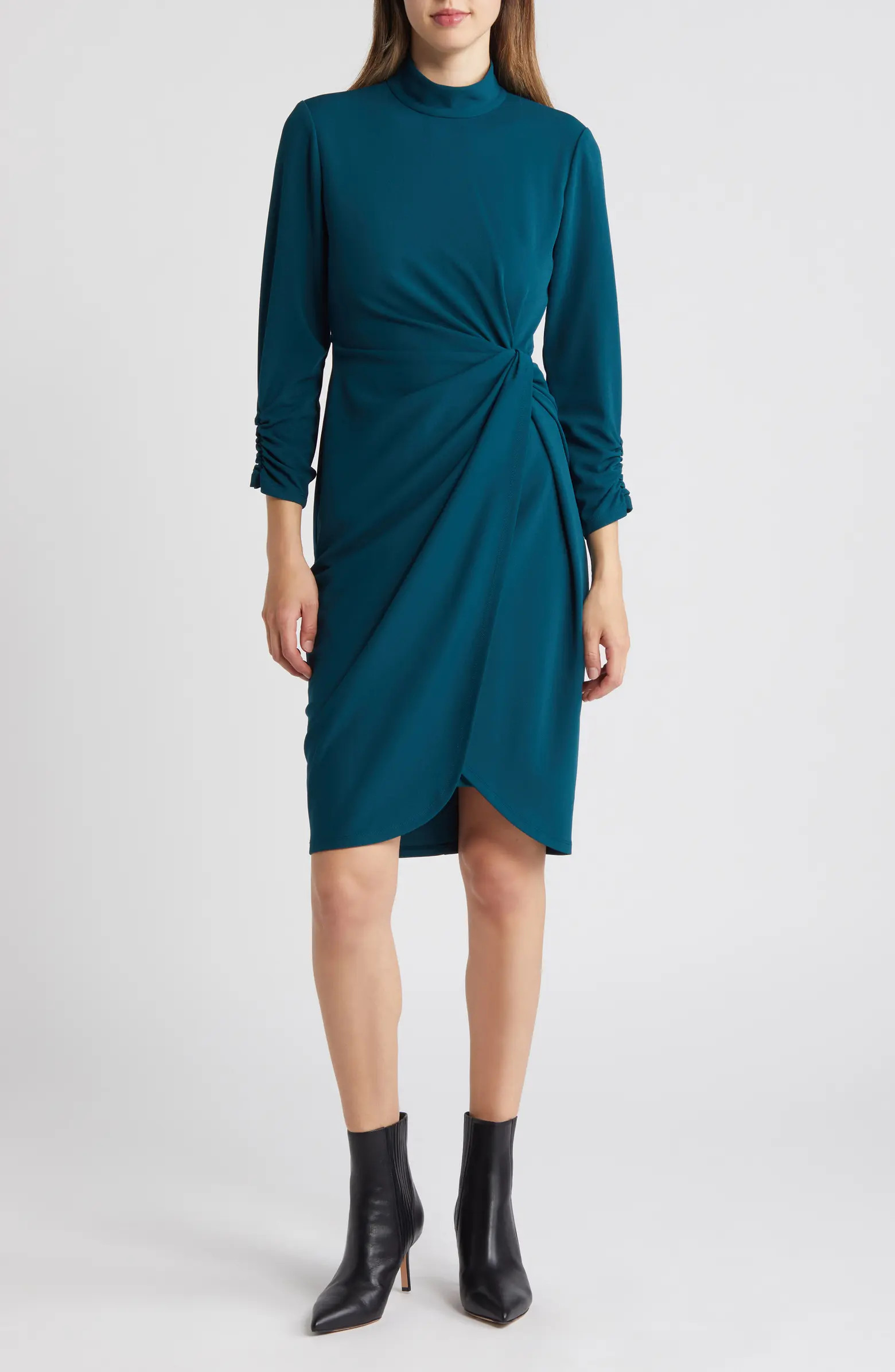 Mock Neck Side Twist Sheath Dress | Nordstrom