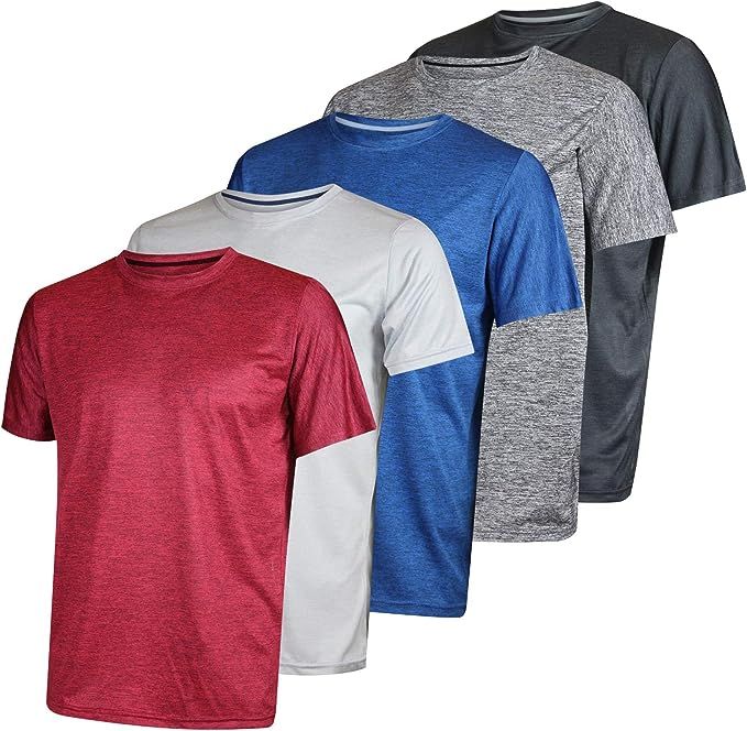 5 Pack: Men’s Dry-Fit Moisture Wicking Active Athletic Performance Crew T-Shirt | Amazon (US)