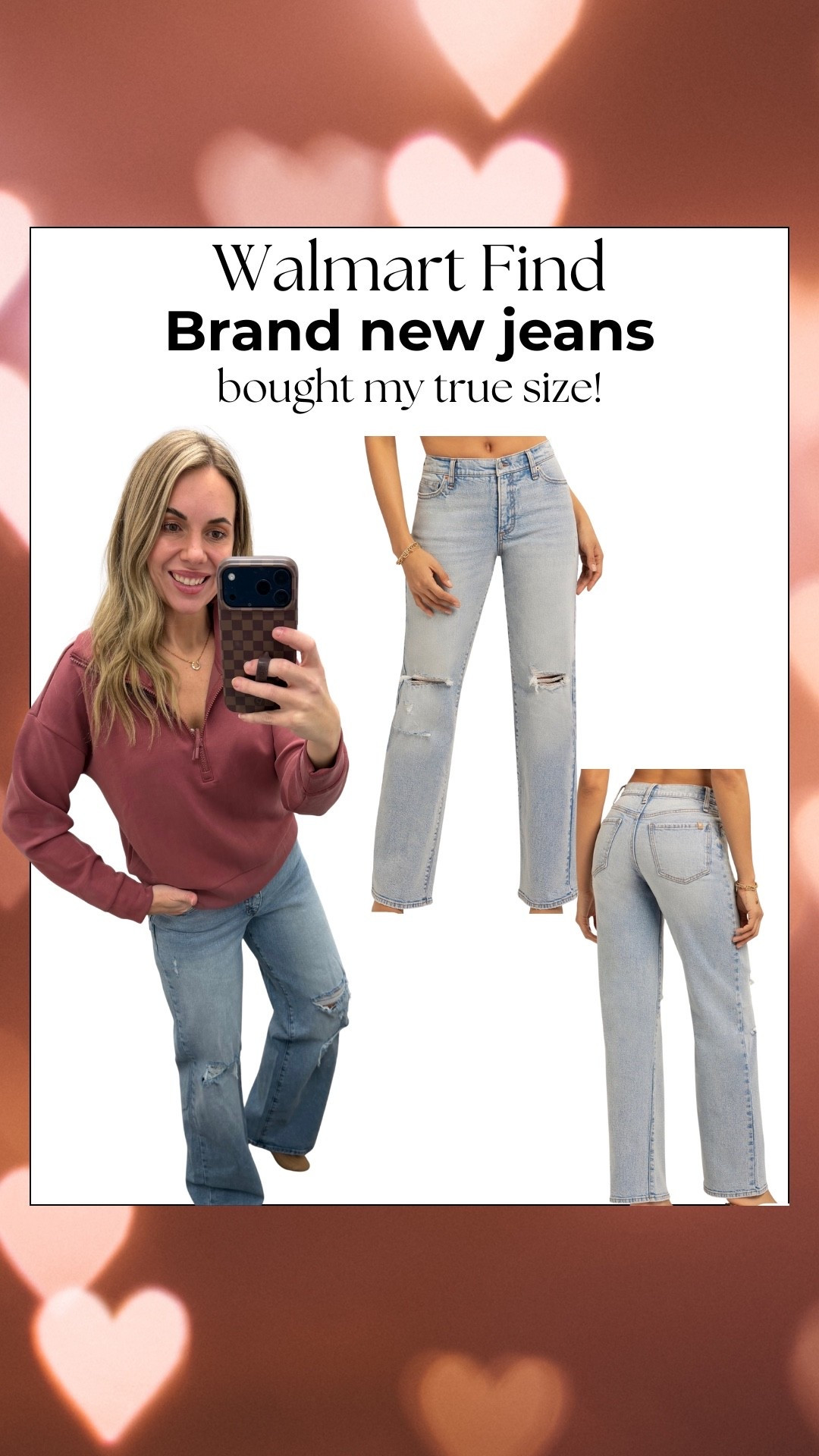 New straight leg jeans from Walmart! Did my try size and the legs have just the right amount of baggy to them! The scuba top is also my true size small. 

#LTKootd