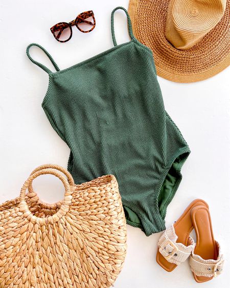 Resort wear! 30% off women’s swimwear at Target! This cute green swimsuit is on sale right now and this straw bag and sandals are also very reasonably priced! And my favorite beach hat is on sale for only $26.50! That’s 62% off! Pair all of these pieces with some jean shorts and a white button down shirt and you’ve got the perfect vacation outfit! 

Beachwear, beach west, swimsuit, swim style, bathing suit, resort outfit, vacation essentials, pool attire, beach outfit, pool outfit, beach vacation outfit, sandals, spring sandals, summer sandals raffia sandals

#LTKswim #LTKsalealert #LTKfindsunder50
