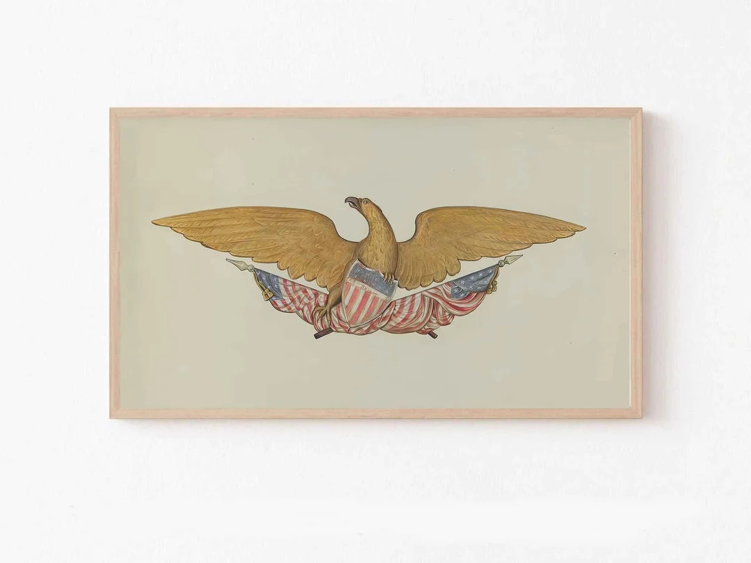 Frame TV Art Vintage Sternpiece Eagle | Vintage Illustration | 4th of July | Neutral | Fourth of ... | Etsy (US)