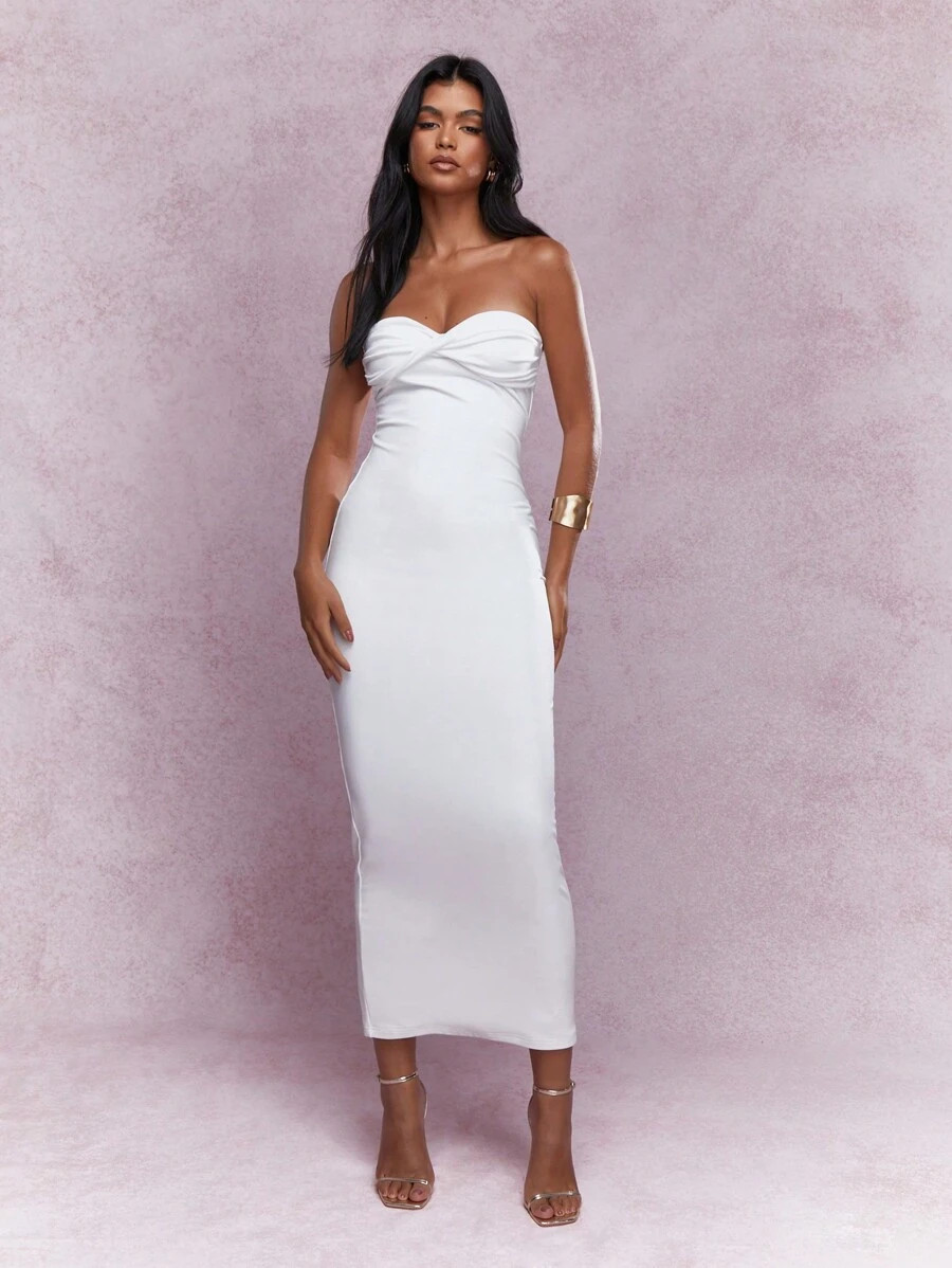 MISSGUIDED Twist Knot Detail Jersey Bandeau Bodycon Maxi Dress | SHEIN USA | SHEIN