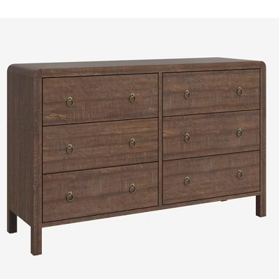 6 Drawer Dresser for Bedroom, Wood Double Dresser with Large Storage Drawers, Modern Curved Angle Clothes Organizer for Closet | Target
