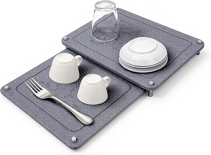Nested Diatomite Dish Drying Mat Set - 2-Layer Fast Dry Diatomite Mat for Kitchen Counter, Absorb... | Amazon (US)