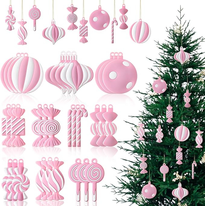 Panelee Christmas Tree Ornaments PVC Xmas Candy Cane Lollipop Ornament Christmas Hanging Decors B... | Amazon (US)