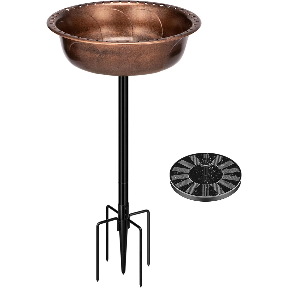 Rieleigh Polyresin Bird Bath Bowl with Solar Fountain | Wayfair North America