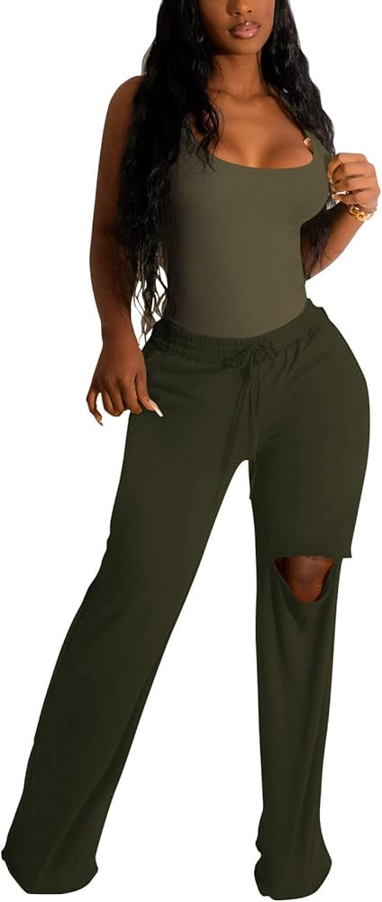 Nimsruc Two Piece Outfits For Women Casual Sleeveless Sweat Suits | Amazon (US)