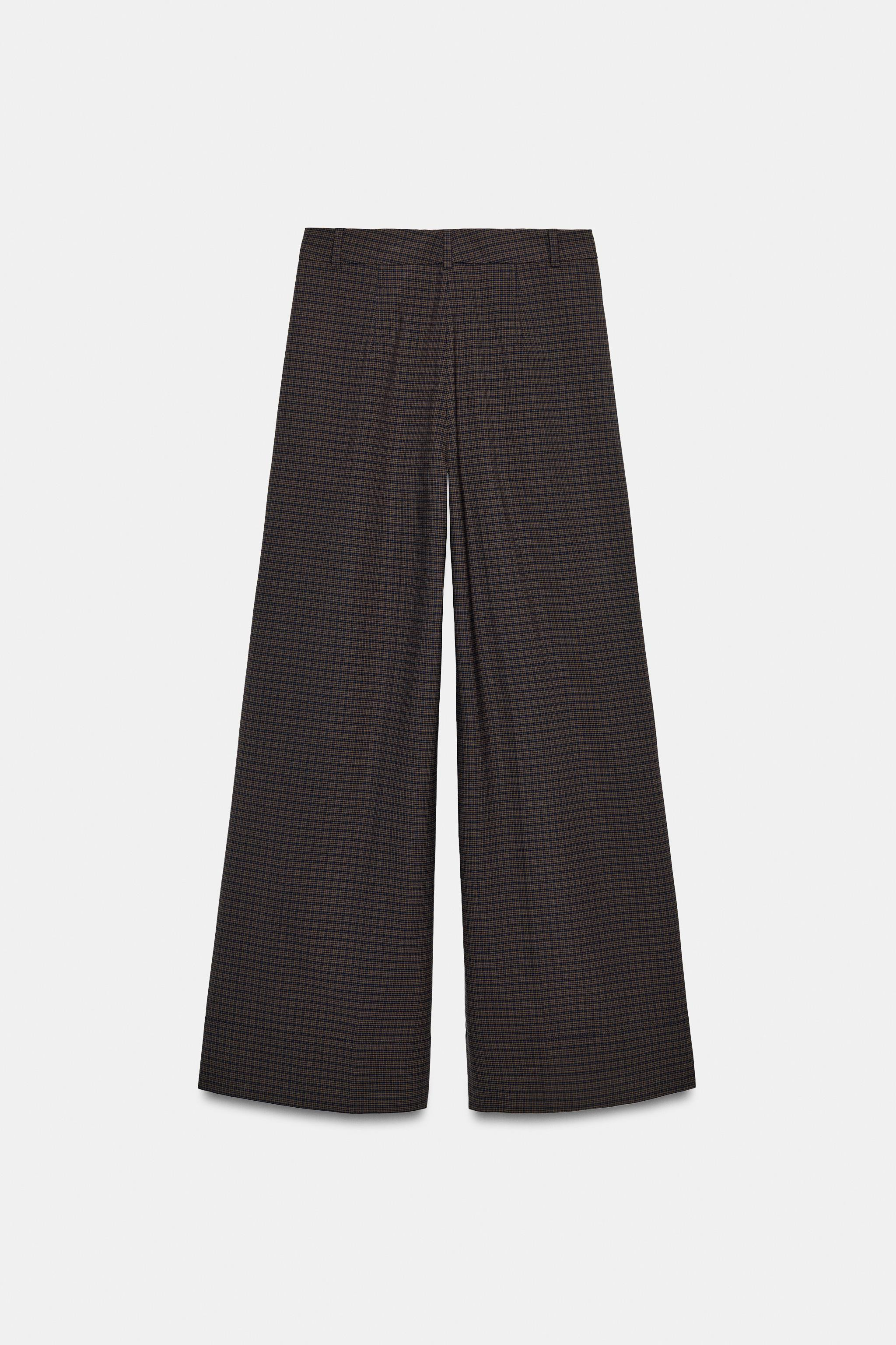 ZW COLLECTION CHECKED DARTED TROUSERS | Zara US
