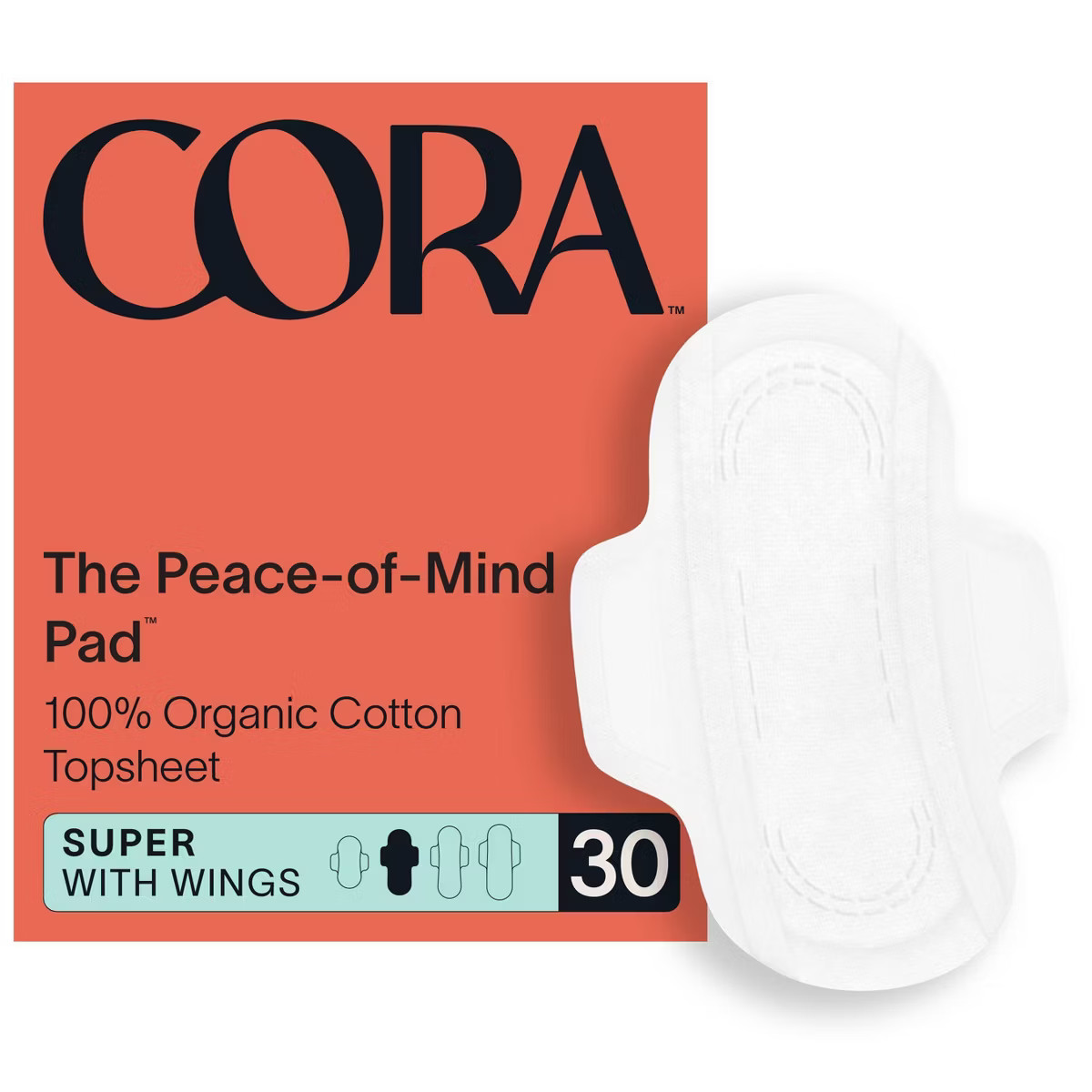 Cora Organic Cotton Ultra Thin Fragrance Free Pads with Wings for Periods - Super Absorbency - 30... | Target