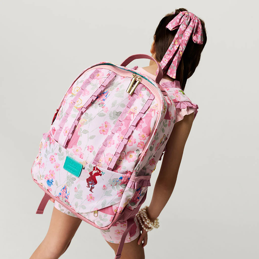 Princess Pink Girls Ruffled Backpack | Disney Aurora | Posh Peanut