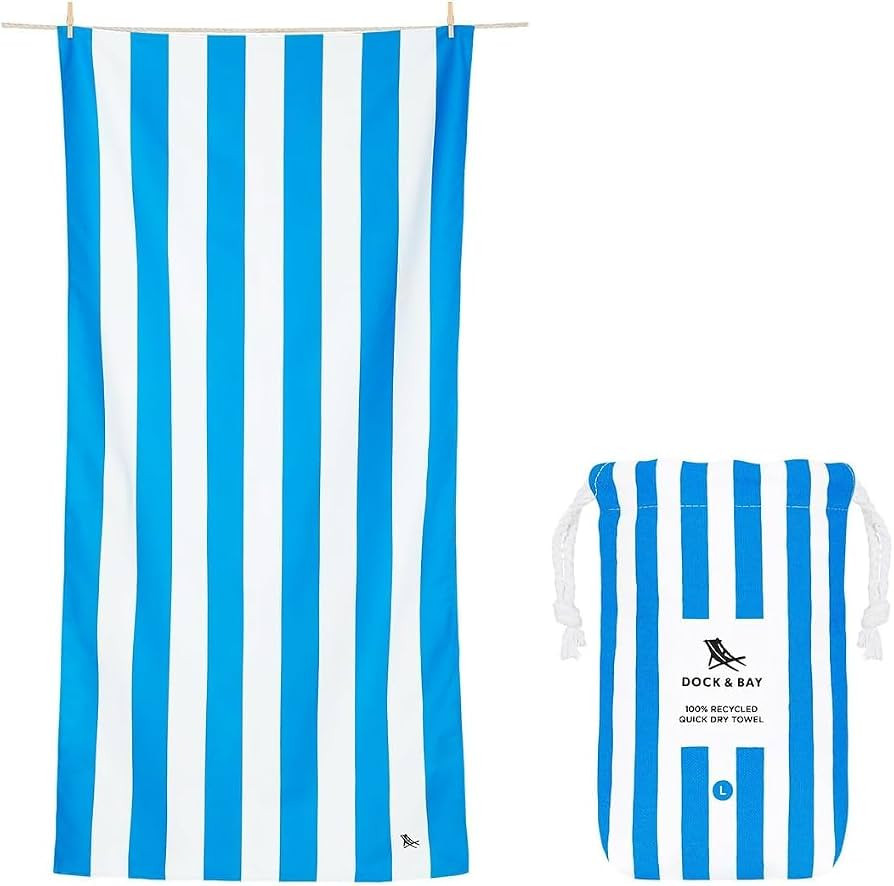 Dock & Bay Beach Towel - Quick Dry, Sand Free - Compact, Lightweight - 100% Recycled - Includes B... | Amazon (US)