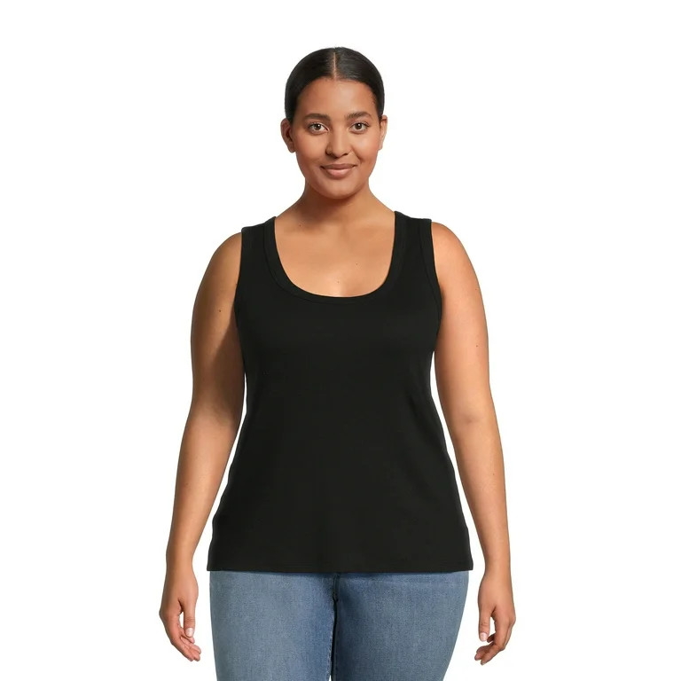 Terra & Sky Women's Plus Size Scoop Neck Ribbed Tank Top | Walmart (US)