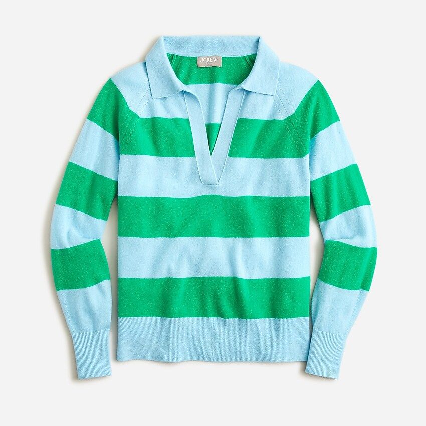 Cashmere collared sweater in rugby stripe | J.Crew US