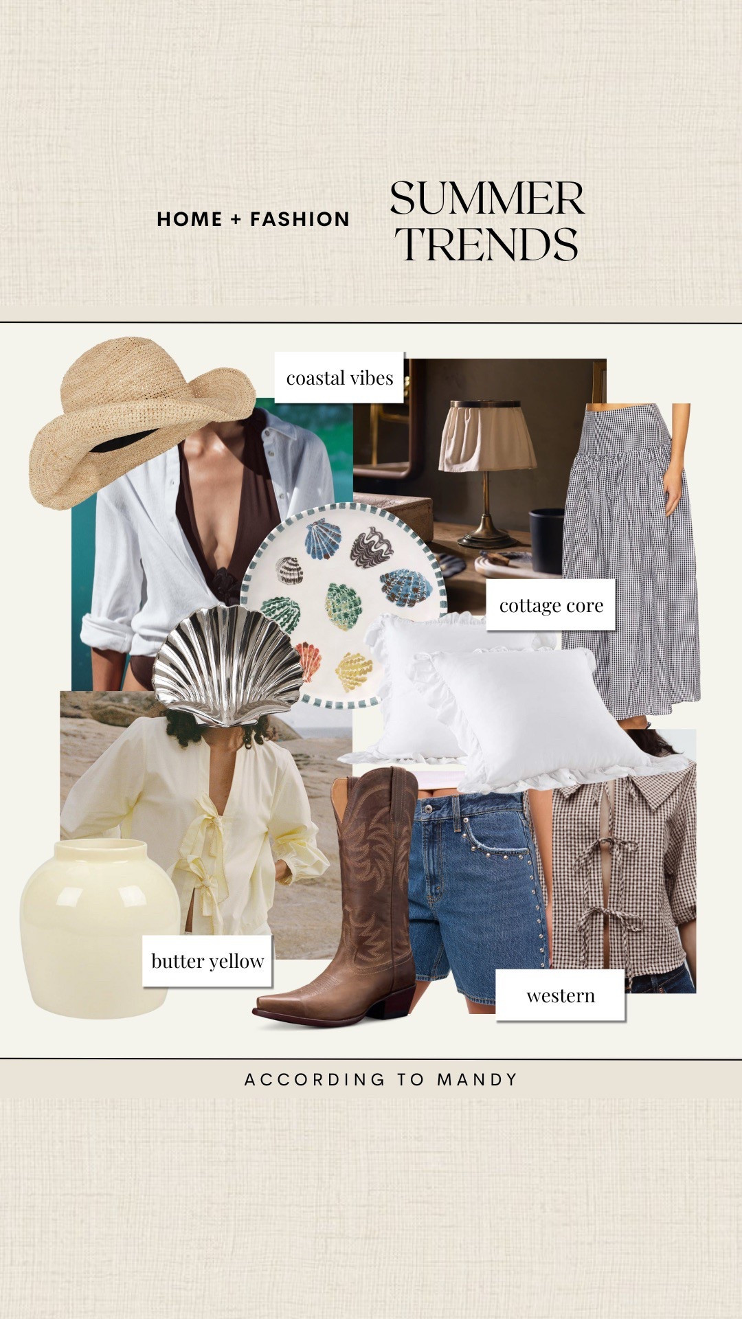 Home + Fashion Summer Trends!

trending home, fashion trends, home trends, coastal trend, cottage core, butter yellow trend

#LTKSeasonal #LTKHome #LTKStyleTip