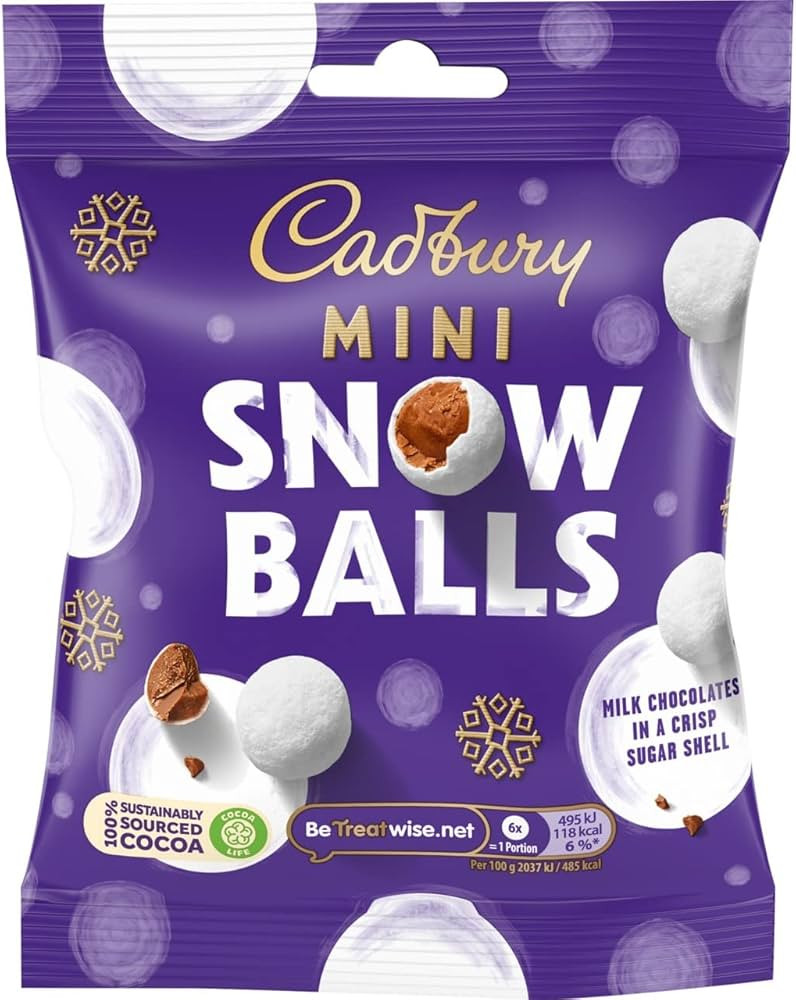 Cadbury Mini Snowballs Christmas Chocolate Bag, 80g (Pack of 2) | Amazon (US)