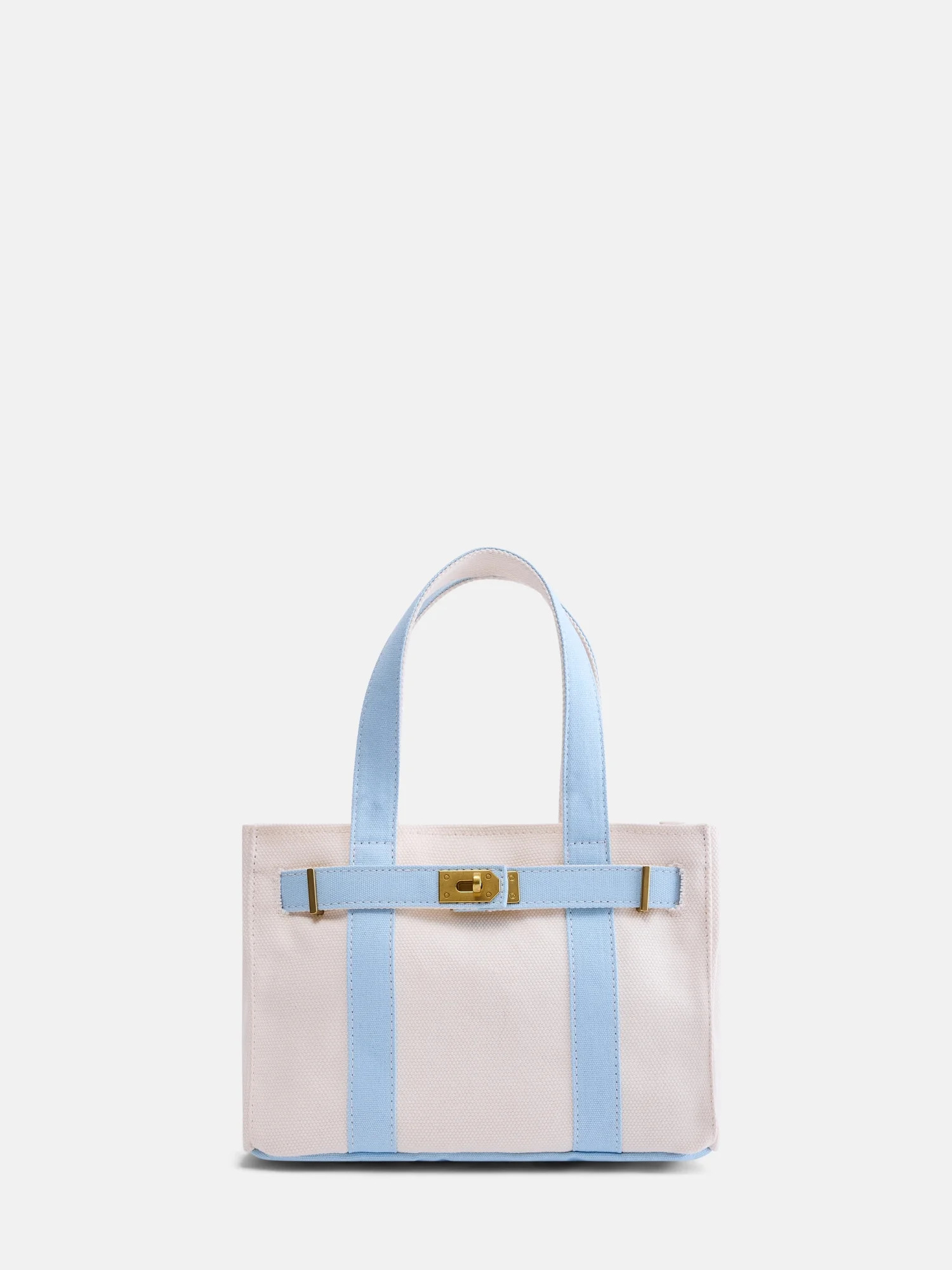 Free Assembly Women's Small Canvas Tote, Natural/Light Blue - Walmart.com | Walmart (US)