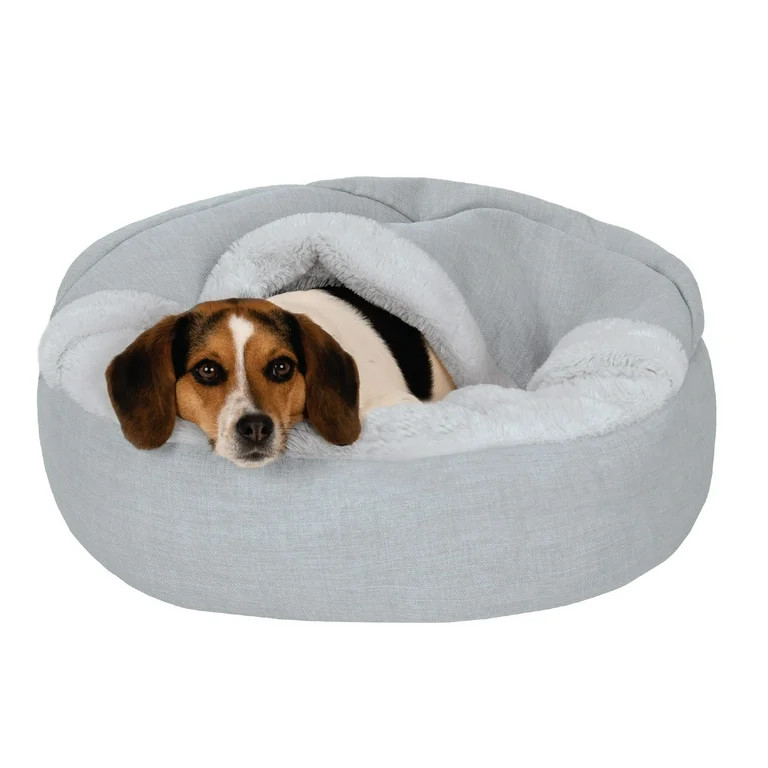 FurHaven Pet Products Plush & Performance Linen Hooded Donut Pet Bed for Dogs & Cats - Mist Gray,... | Walmart (US)