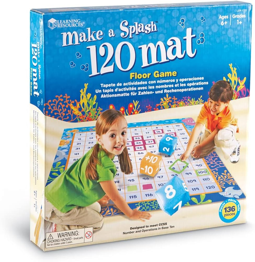 Learning Resources Make a Splash 120 Mat Floor Game, Addition/Subtraction - 136 Pieces, Ages 6+ M... | Amazon (US)