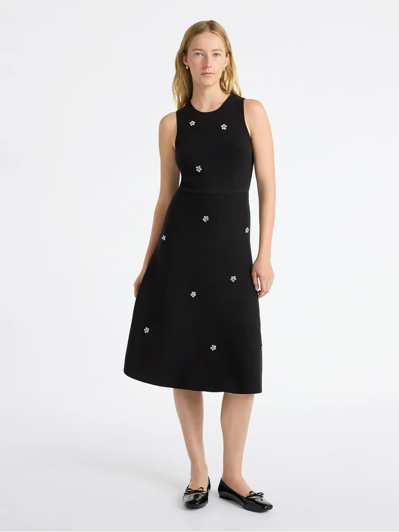 Free Assembly Women's and Women's Plus Beaded Sleeveless Midi Sweater Dress, Sizes, XS-4X | Walmart (US)