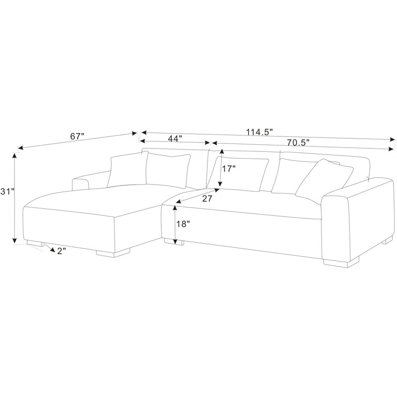 Wade Logan® Asyiah 114.5" Wide Microfiber Right Hand Facing Sofa & Chaise & Reviews | Wayfair | Wayfair North America