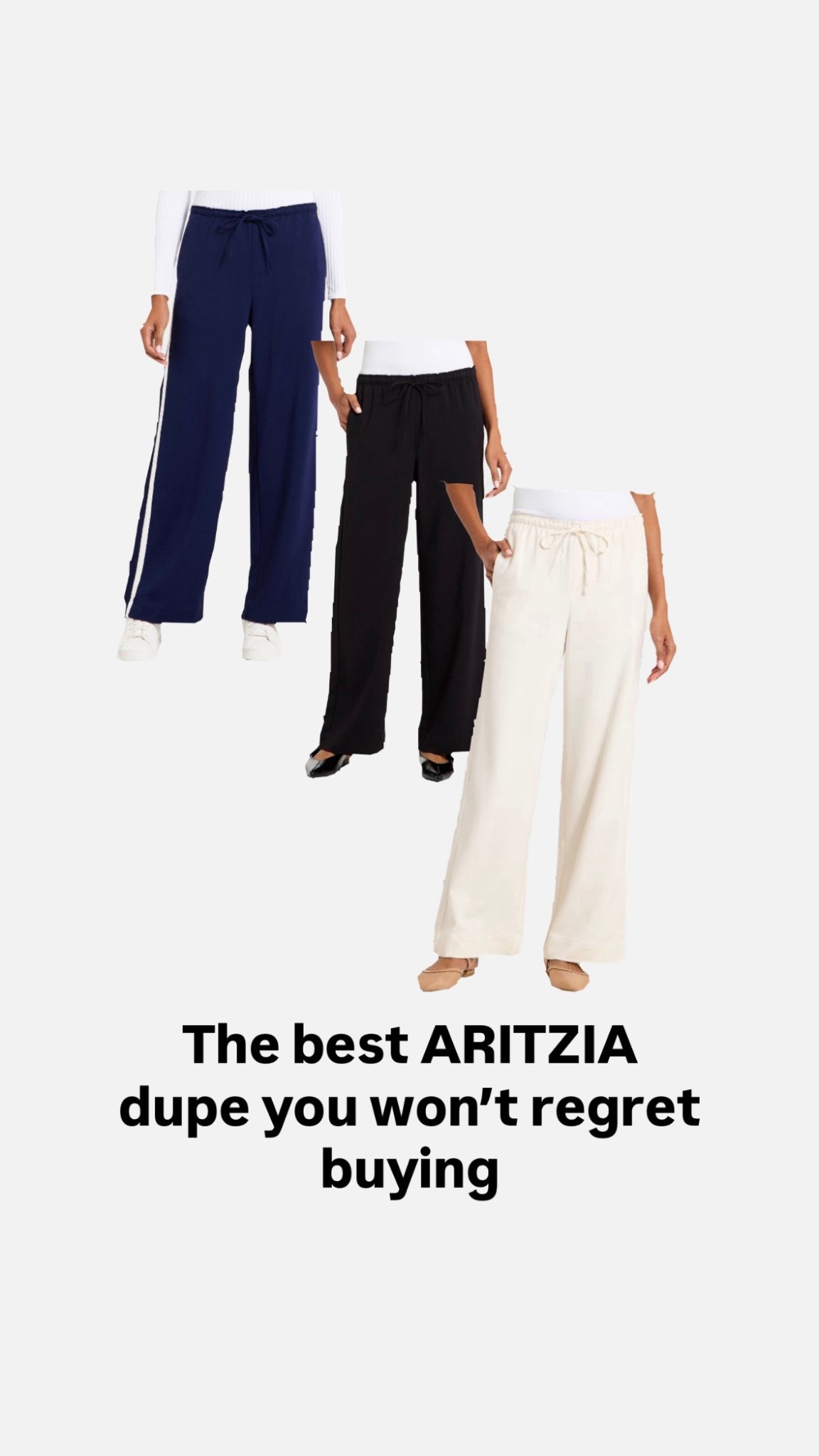 These are such a good find and made of a flowing comfortable fabric that is almost a perfect dupe for the more expensive version.

Run a bit oversized.

date night outfits| women's effortless pull-on pants - a new day

#LTKootd #LTKMidsize #LTKgrwm