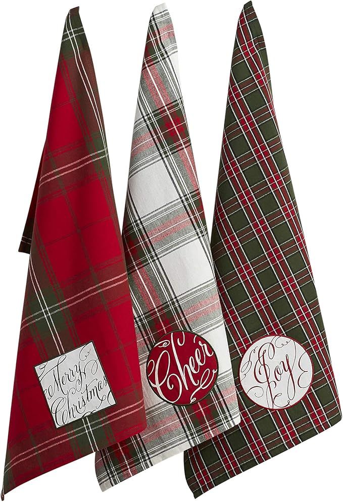 DII Holiday Kitchen Towels Embroidered Dish Towel Set, 18x28, Joyful Wishes, 3 Piece | Amazon (US)