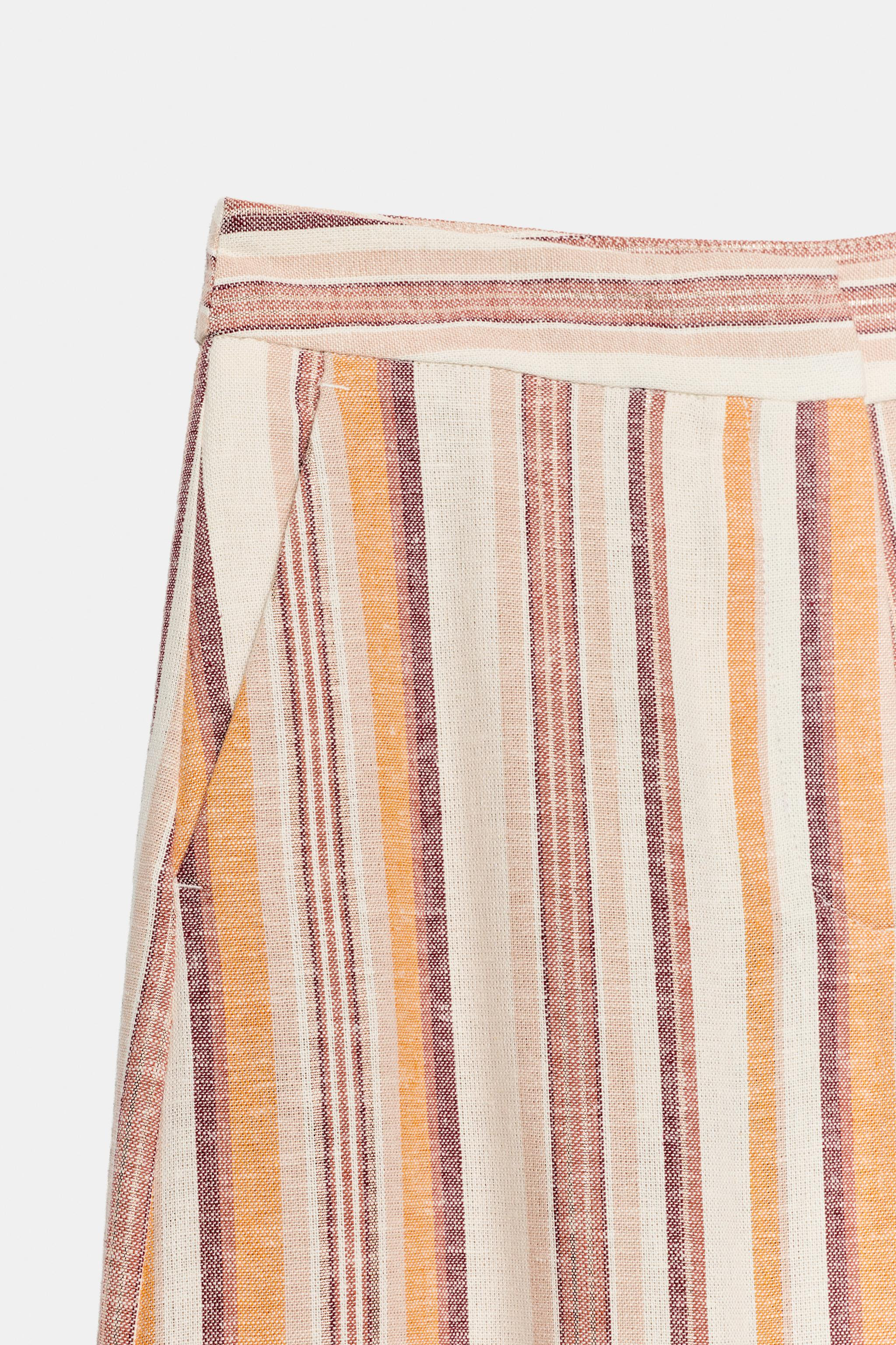 Model height: 176 cmTrousers made of linen and metallic thread. High-waist design with front pock... | Zara DE