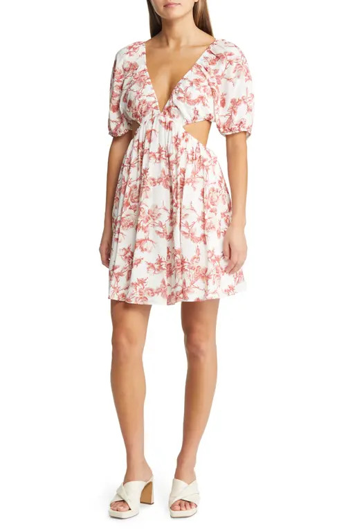 Bardot Eden Floral Minidress in Red Floral at Nordstrom, Size 2 | Nordstrom