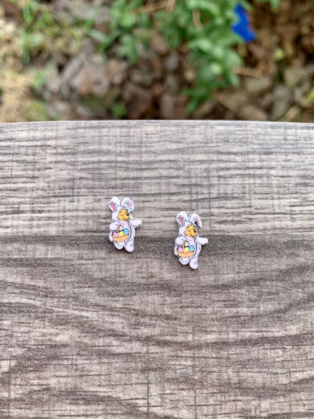 Bunny Pooh Easter Earrings/mickey Easter/flower and Garden/figment/winnie the Pooh/handmade/stud ... | Etsy (US)