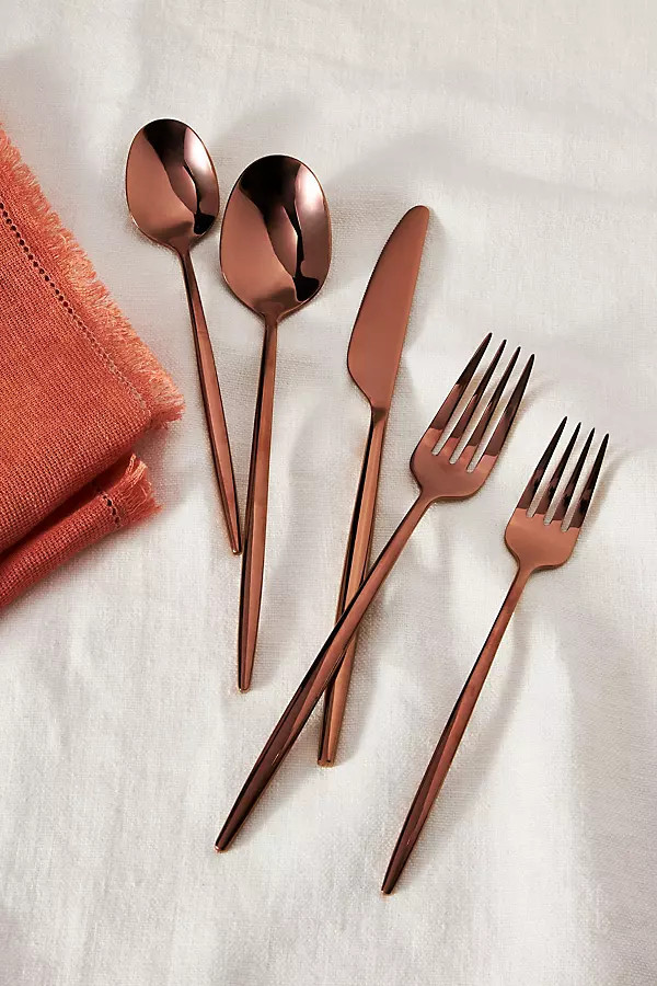 Gaze Mirror Copper Flatware 20-Piece Place Setting | Anthropologie (US)